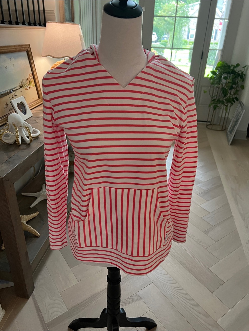 RBX Coral & White Striped Hooded Pullover